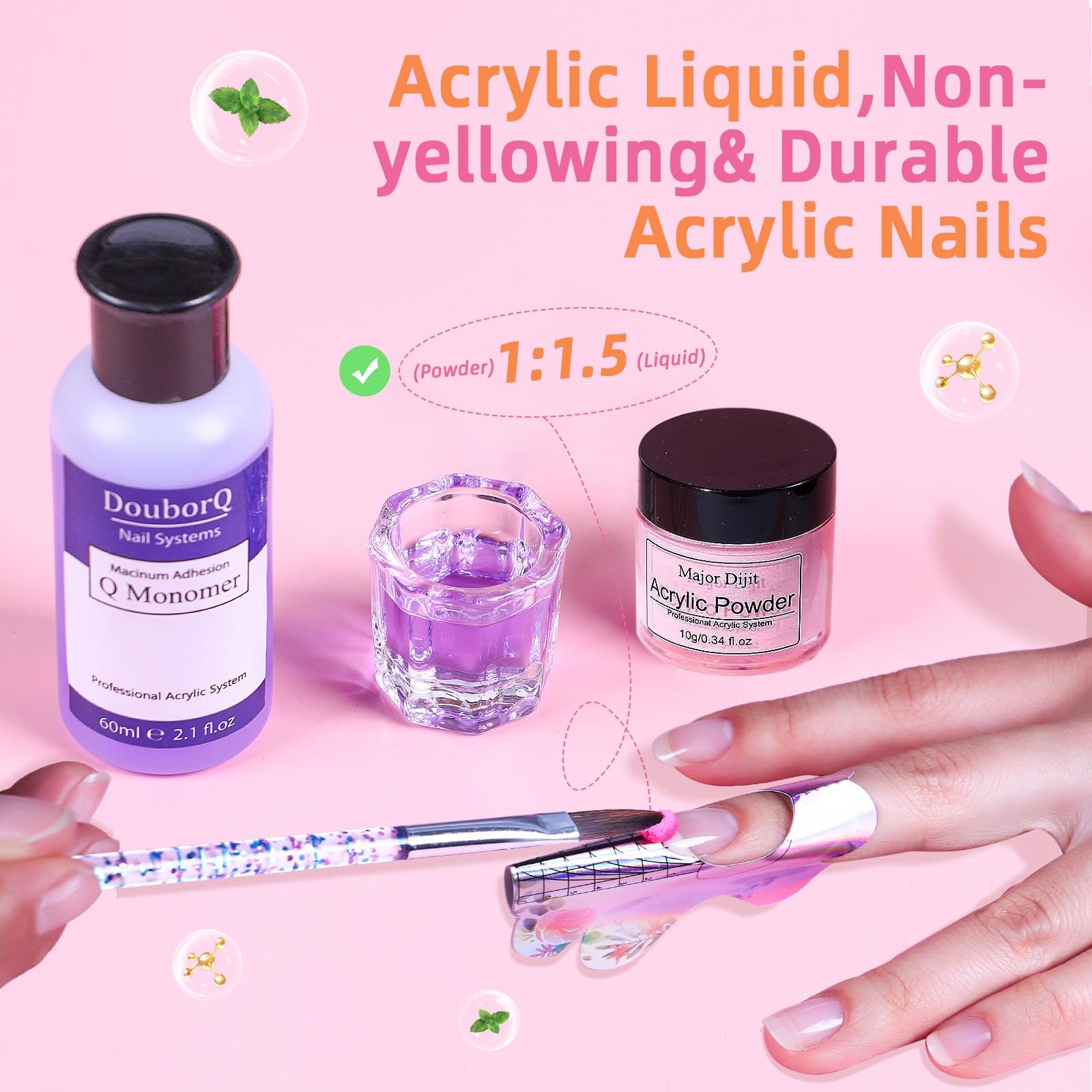 Amazon.com: Acrylic Nail Kit with liquid Monomer,6 colors Glitter